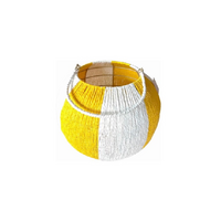 Windlicht touw d36h31cm wit/geel