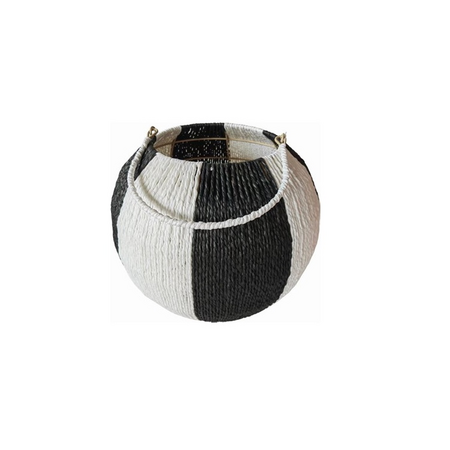 Windlicht touw d36h31cm wit/zwart