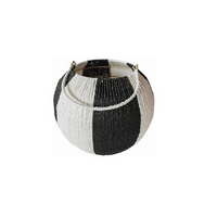 Windlicht touw d36h31cm wit/zwart
